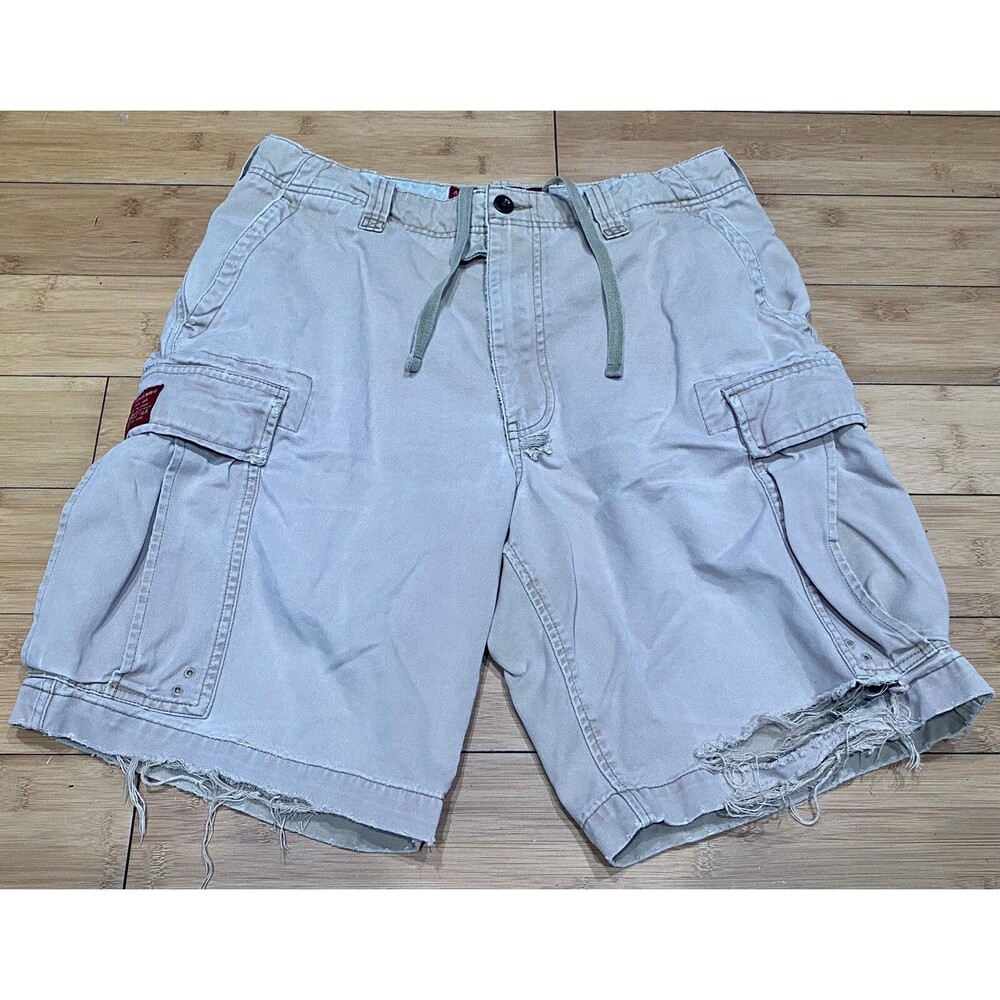 VTG Y2K Abercrombie & Fitch Distressed Military Cargo Shorts Men’s Size 32 Khaki